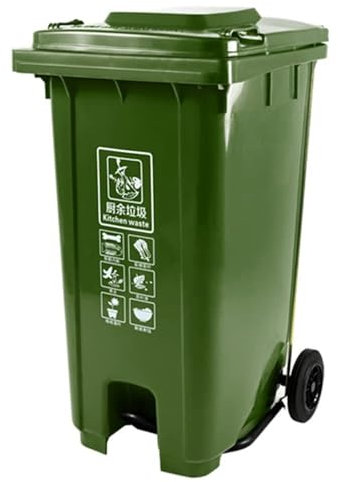Botes De Basura para Exteriores, Botes De Basura con Pedal con Tapas Y Ruedas, Contenedores De Basura Clasificados Duraderos (Green 120L)