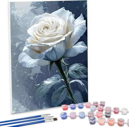 Malen Nach Zahlen Erwachsene, DIY Malen Nach Zahlen Handgemalt Ölgemälde Kit für Anfänger und Erwachsene, Blumen Rosen Malerei Bastelset, Wohnwanddekor Mit Acrylfarben und Pinseln 50x70cm F-261