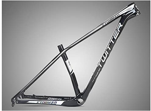 HSIRYAOHD 27,5er 29er Mountainbike-Rahmen 38,1 cm/43,2 cm/48,3 cm/48,3 cm XC Hardtail-Bike-Rahmen aus Kohlefaser QR 135 mm Scheibenbremsenrahmen Innenführung (Farbe: Schwarz A, Größe: 73,1 x 38,1 cm)