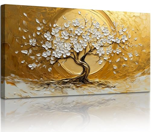 hyidecorart Quadro Moderno Soggiorno, 59x119 cm Quadri Grandi Dimensioni, Quadro Albero Della Vita Paesaggio Naturale, Stampe su Tela Decorazione Parete per Camera Ufficio Sala