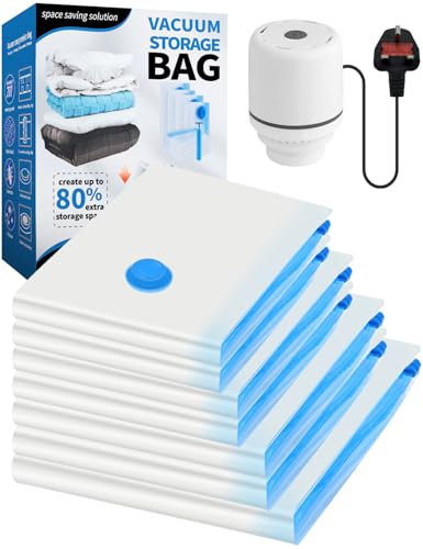 7-Pack Vacuum Storage Bags with Electric Air Pump – Includes 1 Jumbo (80x100cm), 2 Large (60x80cm), 2 Medium (50x70cm), and 2 Small (40x60cm) Bags for Bedding, Clothes & Pillows