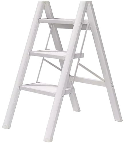 XXLNBJKA Vikbar Stege Stol Vikbar Trappstol Modern Balkong Multi-Layer Flower Holder, Vikbar Kök Trappstol, Intim Halkfri Pall, Lastkapacitet 150 kg (Färg: BIA