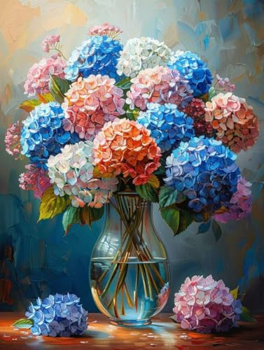 Diamond Painting Ortensia Diamond Painting Adulti, Pittura Diamante Vaso, 5D Diamantini Crystal Art, Fai da Te Principiante Ricamo a Punto Croce Artigianale Kit, Decorazioni Casa (70 * 95cm) -yx64I