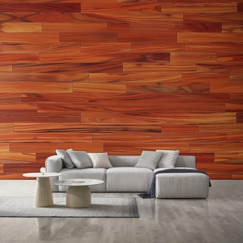Generisch Tapete Rötlich-Braun Holzoptik Wohnzimmer Schlafzimmer, Fototapete Rustikale Holz Optik Wand Deko, Wallpaper, Wandtapete, Mustertapete, Vliestapete, 300 x 210 cm AC&01D