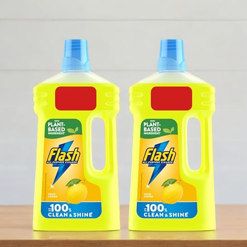 Flash All Purpose Cleaner, Fresh LEMON Scent, 2 x 1L Twin Pack, Multi-Surface Floor Cleaner for a Brilliant & Hygienic Clean