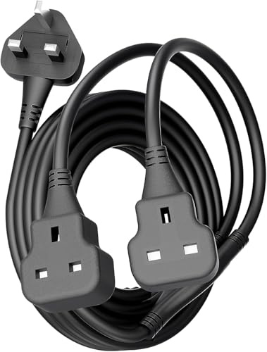 Flomiara 2 Way Extension Lead with Short Cable | Double Socket Extension Cable with 13A Fused Plug, Y Splitter Power Adapter Cord for Home, Office, Kitchen, Small Power Cord