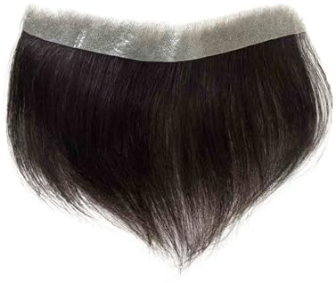Kurze Perücke für Männer Echthaar Toupet Dünne Haut PU Basis Stirn Haarteil Patch Herren Kapillarprothese Abdeckung Kahler Stellen(Dark Brown#2)