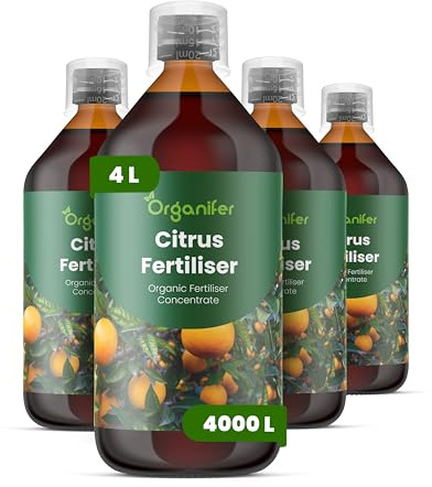 Engrais liquide organique 4x1L pour agrumes – vitalité et feuilles saines – Organifer