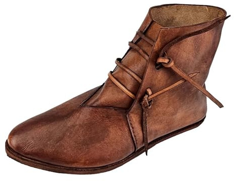 Hsternexy Mittelalter Schuhe Herren Damen, Mittelalter Kleidung Unisex, Renaissance-Schlupfstiefel Retro Cowboystiefel, PU-Leder Wikinger Stiefel, Ritter-Jäger-Stiefel Für Halloween Cosplay Kostüm