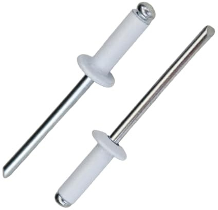 100 Piezas Remaches Ciegos 4X13mm, Alu Remaches Matricula Coche | Cabeza Cúpula Extremo Abierto Remaches Pop para Muebles Auto Techos Paneles Pared Cerraduras Puertas Metal Madera(White)