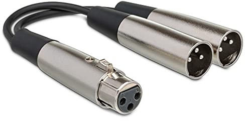 Hosa YXM-121 Y Cable, XLR3F to Dual XLR3M, 6 Inches