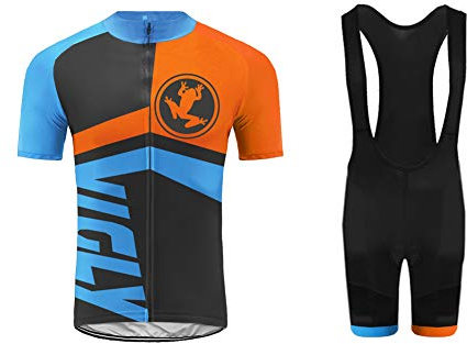 UGLY FROG Herren Radtrikot Set Kurzarm mit Sitzpolster für MTB Rennrad Fahrrad Jersey + Bib Shorts Radsportanzug (XS-6XL)/Skinsuit