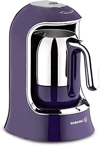 Korkmaz Mokkamaschine Modern Edelstahl türkischer Kaffee Kahvekolik 4-Tassen 400W, Farbe:Lila