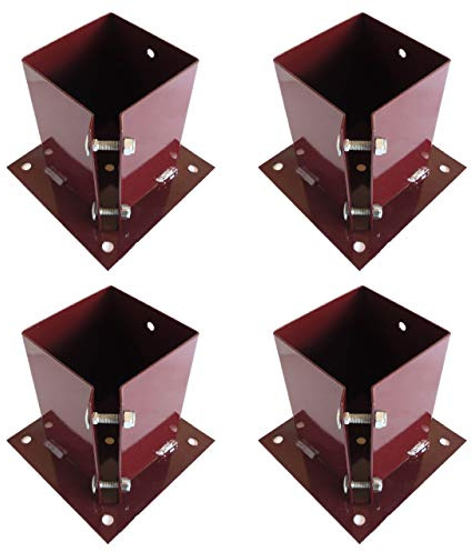 Fence Post Support Bolt Down 3 75mm Garden Holder Like Metpost Bolt Grip Brown x 4