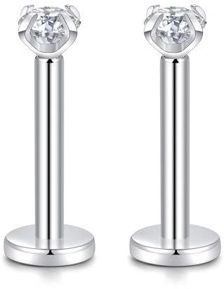 hengkaixuan G23 Titan 3 mm klar CZ 16G Labret Monroe Lippenstifte mit Innengewinde Helix Knorpel Tragus Ohrring Piercing