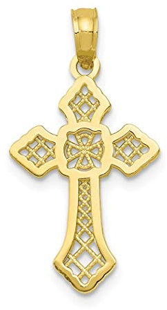 Anhänger 10 Karat Gold poliert, Kreuz mit Spitze in der Mitte und Pfeilspitze, höher als 9 Karat Gold