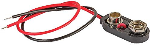 150 mm, connettore rigido a scatto PP3 per batteria con estremità libera, confezione da 5, per l'uso con batterie da 9 V, contatti placcati in nichel