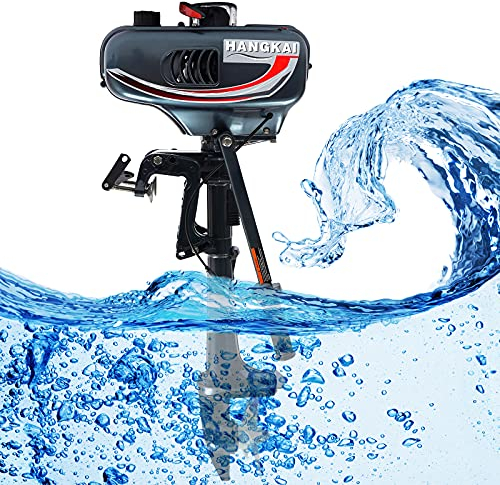 Wangkangyi Aussenborder Benzinmotor 3.5 PS 2 Takt 49cc | Leistungsstarker 2-Takt Außenborder Bootsmotor | Benzin-Bootsmotor Außenborder Außenbordmotor Schlauchboote Fischerboote Bootsmotor Angeln