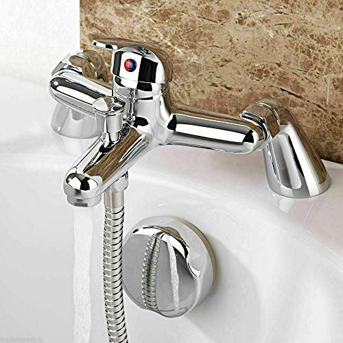 EVOLVE - Modern Chrome Bath Filler Shower Mixer Tap with Multi Mode Shower Head, Adjustable Manual Hot and Cold Mixer and Adjustable Water Pressure