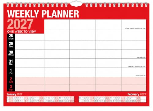 Kalender für 2024, Planer und Terminplaner, 2 Spalten, Monatsansicht, Spiralbindung, Wandplaner, wichtige Daten, Spiralbindung für Zuhause, Schule, A4, Wochenplaner mit 5 Spalten