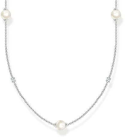 THOMAS SABO Kette Perlen mit weißen Steinen silber 925 Sterlingsilber