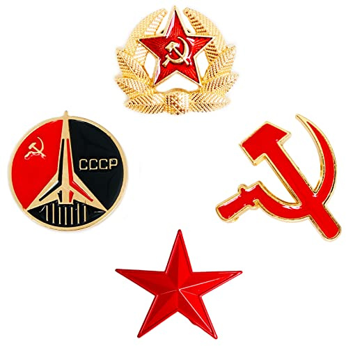 4 Stücke Brosche, Anstecknadel Stern Symbol, Stern Sichel & Hammer Emblem, für Kleidung Taschen Jacken Schmuck Accessoires