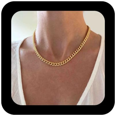 Allereya Punk Cuban Link Chain Choker Halskette Gold Chunky Panzerkette Halskette Vintage Dicker Kragen Halskette 90er Jahre Hip Hop Halskette Kette Schmuck für Frauen und Mädchen