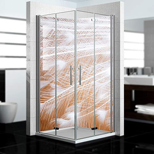 dedeco Eck-Duschrückwand wasserfest Motiv: Boho V5, 2 x 100x210 cm, als Badrückwand zum Fliesenersatz, als Dekorwand, Wandverkleidung und Duschplatte aus Aluminium - Made in Germany
