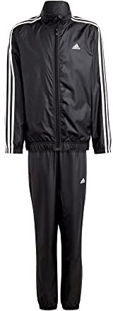 adidas Unisex - Bambini Essentials 3-Stripes Woven Track Suit, black/mgh solid grey, 15-16 Years