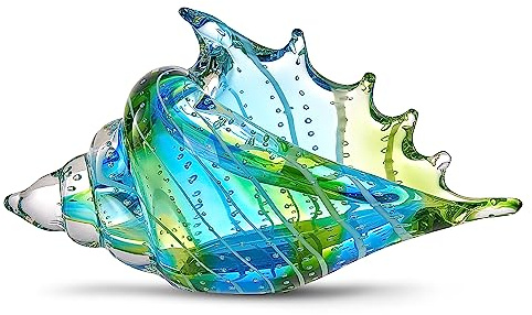 EUSTUMA Mundgeblasene Glasmuschelfiguren, Meerestier-Ornament für Heimdekoration, Meerestier-Kollektion als Geburtstagsgeschenk, Glasmuschel (Conch 1)