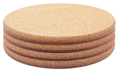 KITLAB Cork Plant Coasters, Double Layers Hard Cork, 6 Inch, 4 Pcs