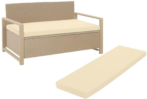 Outdoor Garden Bench Cushion Seat Pad for 2/3/4 Seater Patio Furniture Waterproof Swing, Hammock, Rattan Sofa 108/140/170cm Long Bench Chair Cushions Pad (4 Seater 170cm x 51cm x 5cm, Cream)
