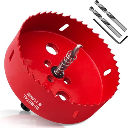 Yeepeo Lochsäge 110mm, Universal HSS M42 Bi-Metall Lochsägen 1 Stück | Lochkreissäge mit Sechskant-Schaft und Bohrer Lochbohrer Set, Bohrkrone für Holz, Rigips, Trockenbau, Kunststoffe