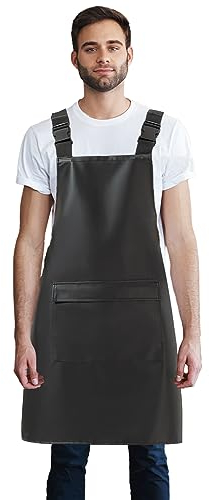Gliitatu Gummischürze Metzgerschürze Fleischerschürze Schlachterschürze Schürzen Gastronomie Küchenschürze Herren Schürzen Gastronomi Wasserdichte Schürze Mit Zwei Tasche (1, Schwarz-Schultergurt)