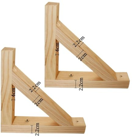 2 Stück Holz-Regalhalterung Holzkonsole Wand-Winkel Regalträger massivem Naturholz Dreieck Wandkonsole Schwebende,Trennwand Tablarträger Halterung für Regale in Küche,Bücherregal (17cm)