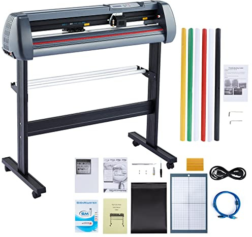 CREWORKS 34 Vinyl Cutter with Stand, Vinyl Plotter Cutter with Digital Controls, Sticker Cutting Plotter Printer Machine for T-Shirt Decal Banner, 31.5ips Cutting Speed, with SignMaster Software