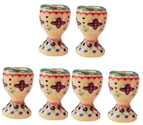 Toyvian 6piezas Mini Tazas Cerámicas para Casa De Muñecas De Decoración De Pascua Accesorios De Juguete Prop para Fotografía