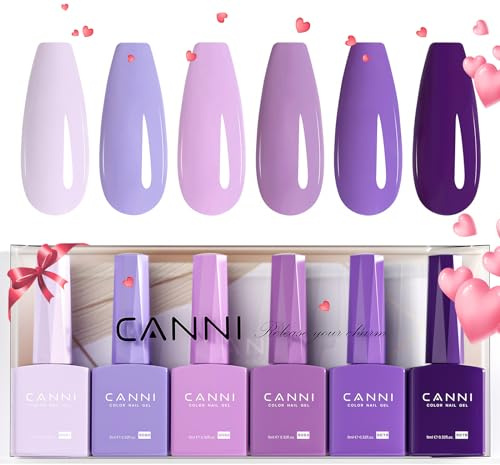 CANNI UV Nagellack Set 6 Farben hellviolett rosa tiefviolett light purple pink deep Gellack Gel Polish Gelnägel für Nägel 2308