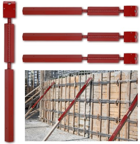 Blulu 4 Pcs Concrete Turnbuckle Form Aligner 35 - 38.5 Adjustable Length with 5 x 3 Bent Plate Adjustable Wall Brace Form Tube for Concrete Formwork Construction Engineering Tools