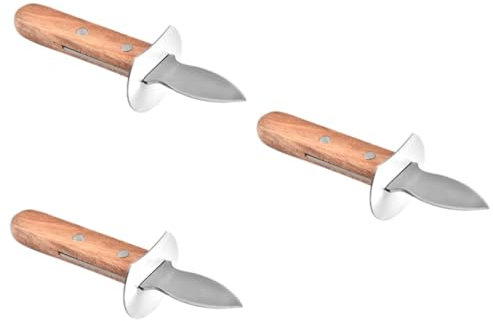 Garneck 3 Stk Austernmesser Aus Edelstahl Schalenmesser Werkzeug Austernschälset Austernschäler Muschelmesser Muschellöser Austernlöffel Jakobsmuschel Multitools Küchenwaren Holz Geschält