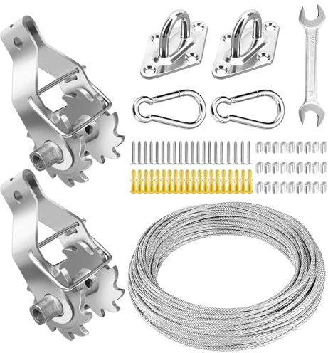 FZENeast Markisen-Befestigungsset, rostfreies Edelstahl-Sonnenschutz-Hardware-Kit mit Seilwinden und Hardware für rechteckige, quadratische Dreiecks-Sonnensegel