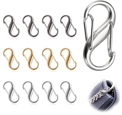 Hebterrka 12 Stück ReißVerschlussschlösser, Karabiner,SchlüSsel Karabiner,Karabinerhaken,S Karabiner Klein, Rucksack ReißVerschluss Schloss Clip (3 Farben)