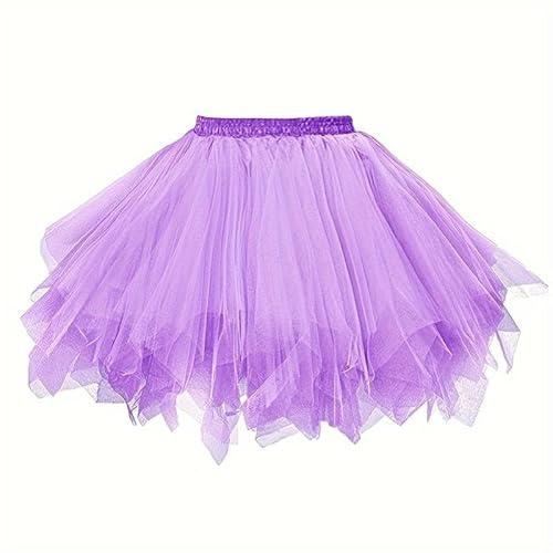 Boolavard Adulte Femmes 80's Tutu Jupe Couches Tulle Jupon Halloween Tutu (FR/ES, Alpha/Lettres, XXL, 3TG, Taille Normale, Taille Normale, Violet)