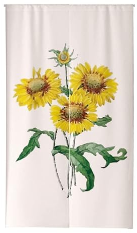 tür Vorhang 2x42.5x150cm Gelbe Sonnenblume Room Divider,Japanese Style Door Curtain Restaurant Entrance Hanging,Half Curtain Decorative Curtains,Küche Shop Tür Halber Vorhang
