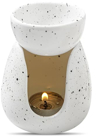 FYting Duftlampe für ätherische Öle - Keramik Diffusor mit Teelicht, Aromatherapie Ofen, Kerzenhalter für Halloween, Weihnachten, Geburtstag (Weiß)