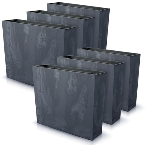 IMJ-Global - Macetas Decorativas Interior Exterior Efecto Concreto (58x18x 49,8 cm - 44 litros) Maceteros Jardineras Exterior Maceta Plastico, Macetero con un Diseño Moderno para Plantas