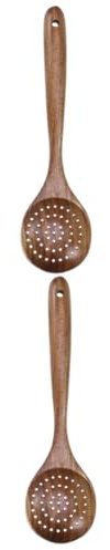 PHENOFICE Juego De 2 Cucharas De Madera Para Espumadera (28 X 8 2 Cm) Resistentes Al Calor Antiabrasión Y Antirrebabas Para Cocinar.