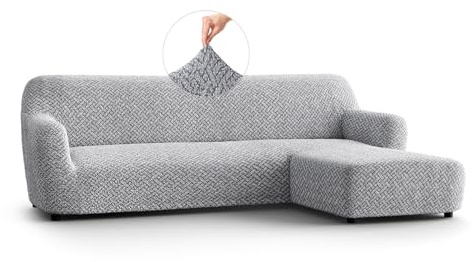 PAULATO - Bezug für Sofas mit rechter Halbinsel (gesehen von vorne), Sofabezug für Ecksofa in L-Form aus Mikrofaser, kratzfestes und maschinenwaschbares Gewebe, Made in Italy, Venezia Grau