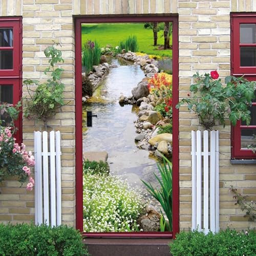 Türtapete Selbstklebend 80x200 cm Türfolie Selbstklebend Garten Türaufkleber Türposter Landschaft Türsticker Fototapete 3D Effekt für Schlafzimmer Wohnzimmer Küche 9348A