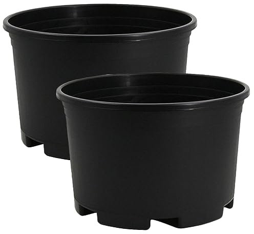YARNOW Lot de 2 Grands Pots de Fleurs en Plastique Noir pour Jardinage, Jardinières à Orchidées 30 Cm Drainage, Pots pour Plantes D'intérieur et Extérieur, Résistants et Légers, Usage